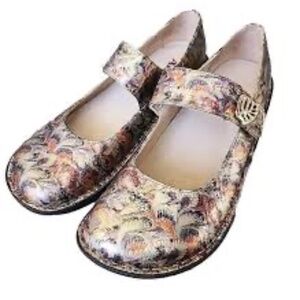 Alegria Paloma Metallic Leaf Mary Jane Comfort Shoes Bronze Multi Size 40